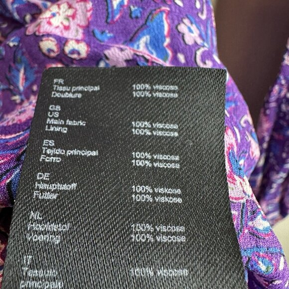 Maje Floral Mini Dress Size 38 UK 10 $445 Purple Georgette Smocked Cut Out Boho - Picture 15 of 16